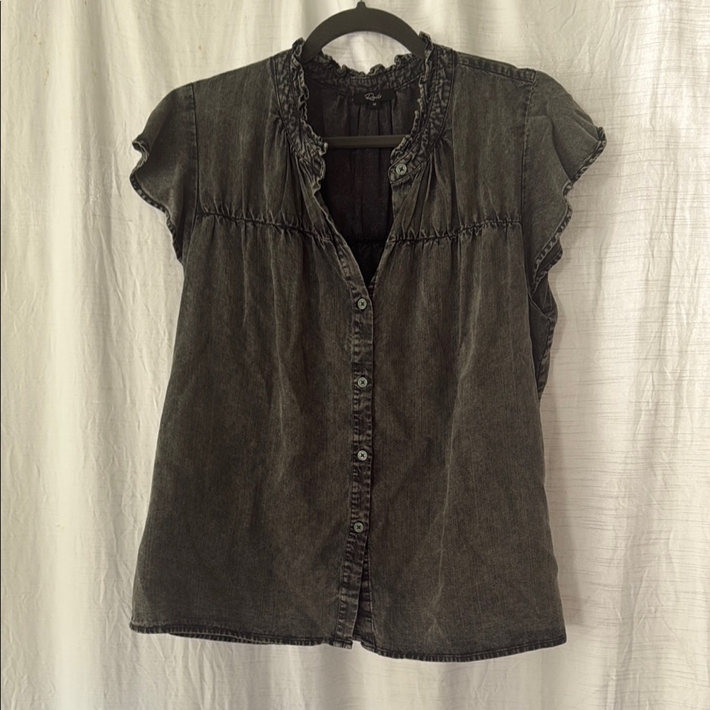 Rails Women's Black Ruffled Denim Top